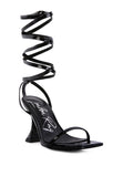 LEWK STRAPPY TIE UP SPOOL HEEL SANDALS