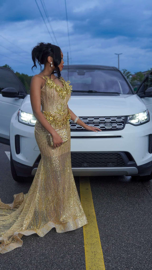 Prom Dress 42 in gold