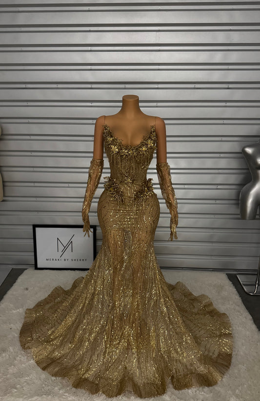 Prom Dress 42 in gold